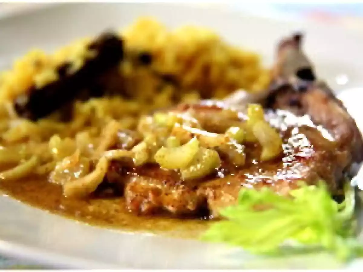 Côtes de porc au garam masala et au céleri