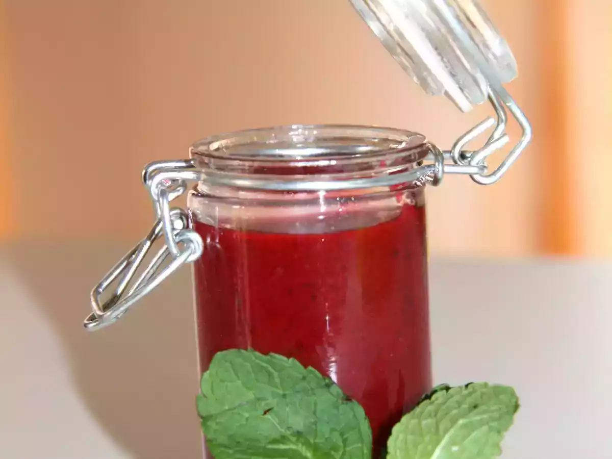 Coulis de framboises à la menthe