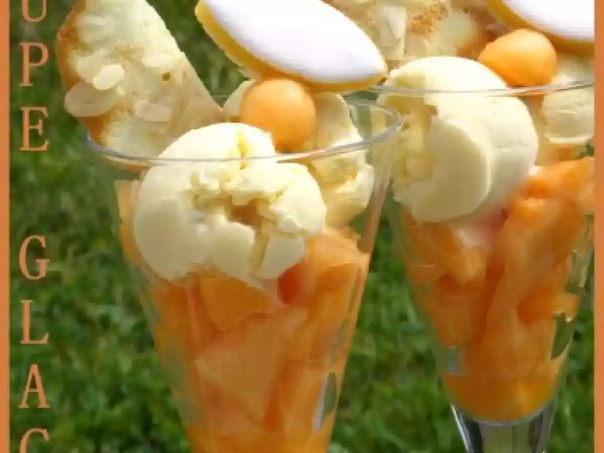 Coupe glacée calisson-melon et sa tuile aux amandes