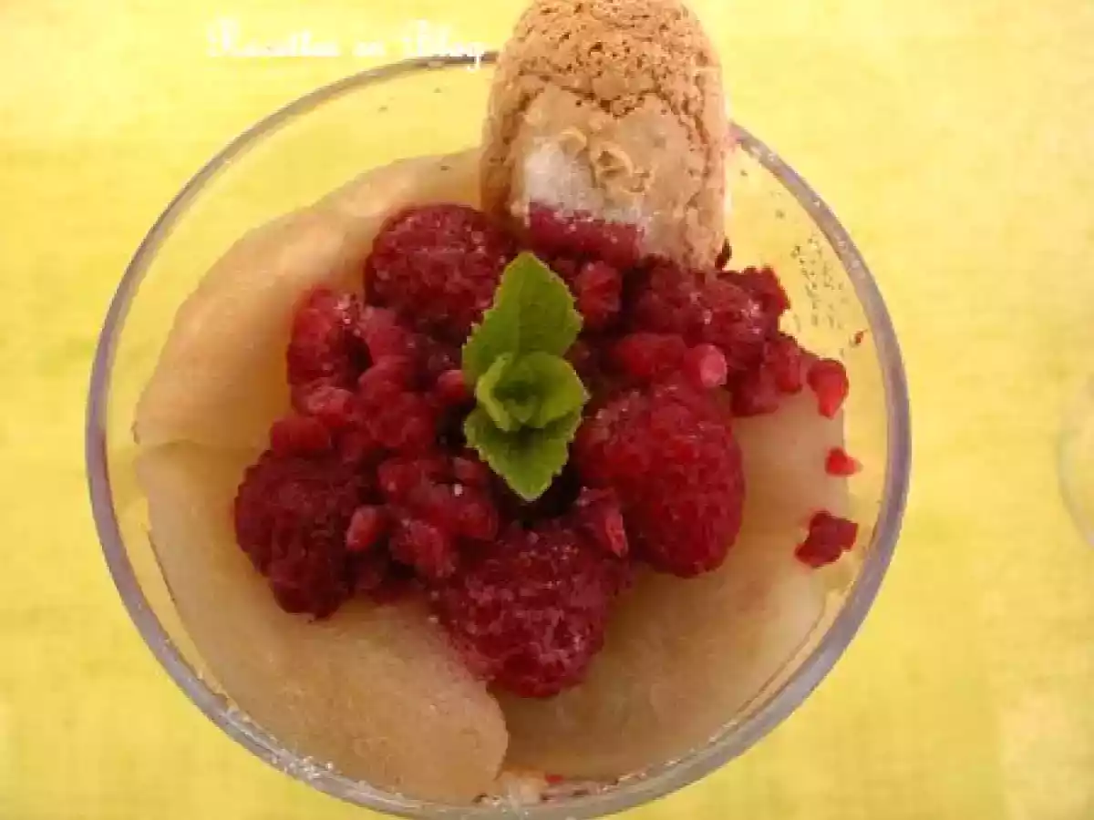 COUPES POIRES FRAMBOISES A LA MENTHE FRAICHE - photo 2