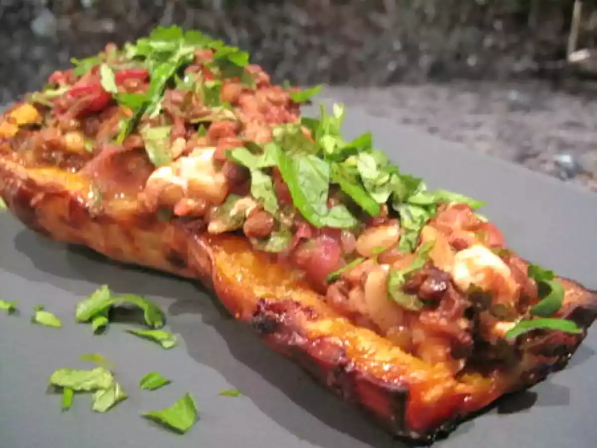 Courge butternut farcie de lentilles parfumées