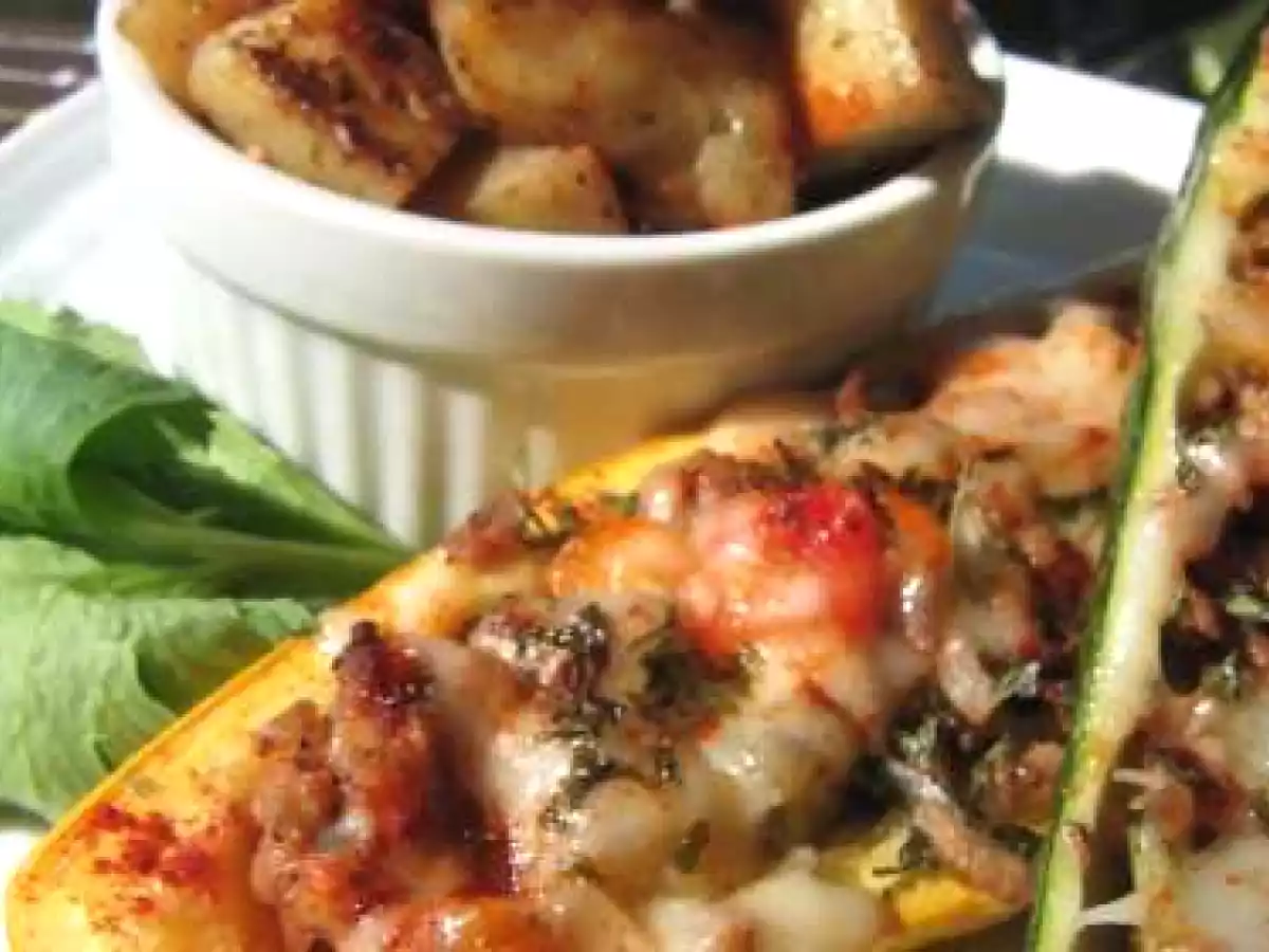 Courgettes farcies à la viande et aux légumes
