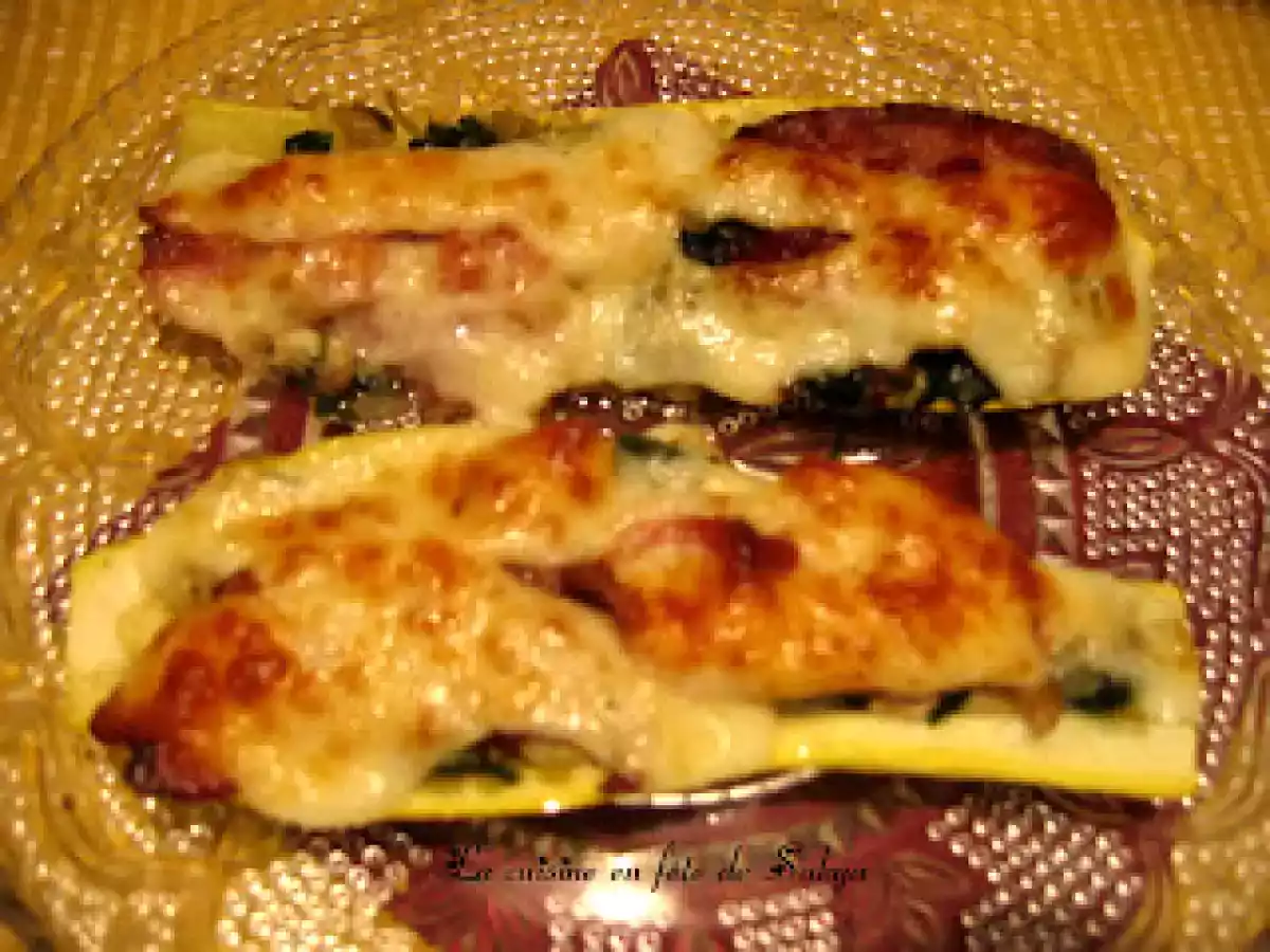 Courgettes farcies aux Champignons et au Bacon