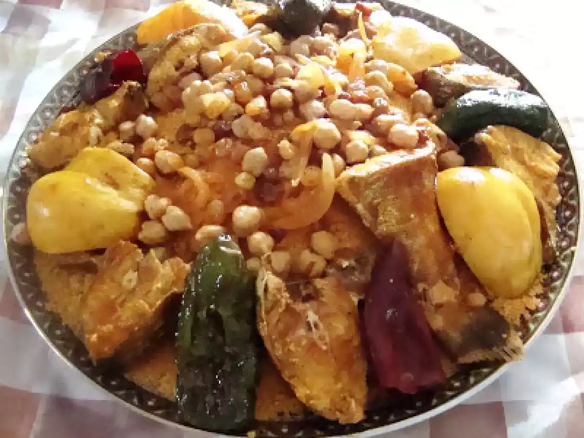 Couscous d'automne au poisson et aux coings