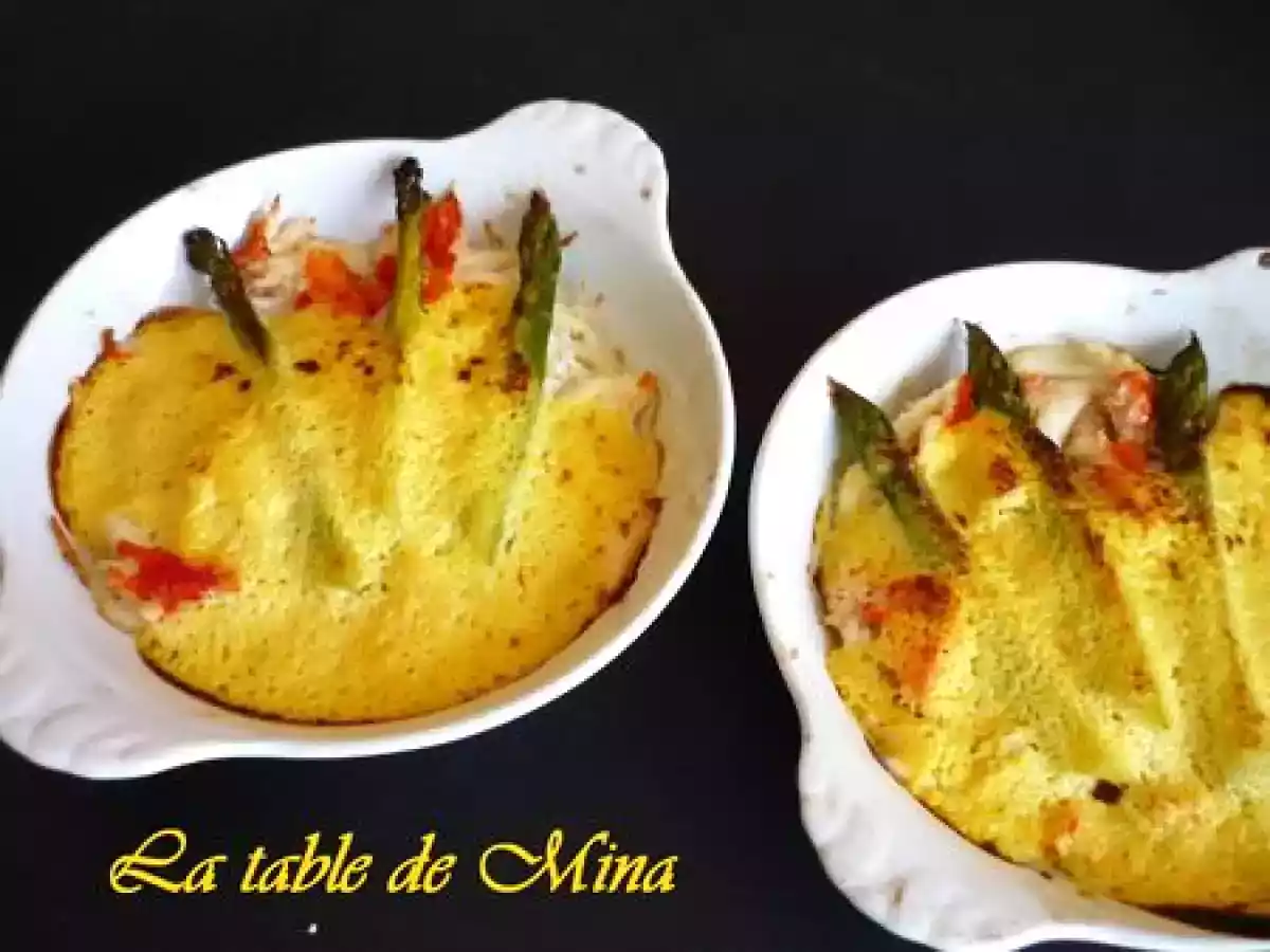 Crabe des neiges en sabayon de grand marnier et têtes d'asperges