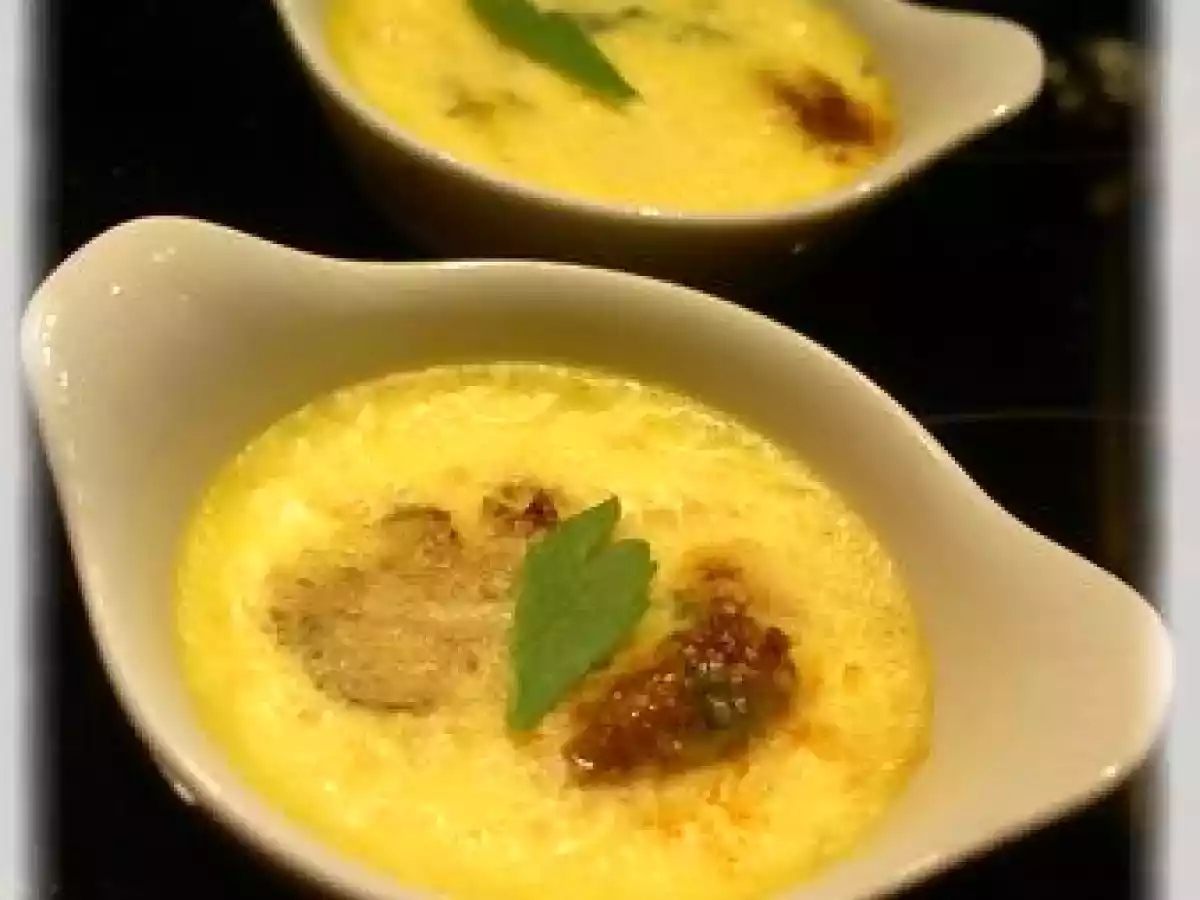 Crème brûlée à la confinade de tomates séchées basilic et parmesan