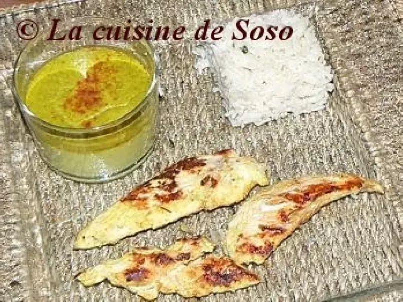Crème brûlée aux petits pois et curry, aiguillettes de poulet tandoori.., photo 1