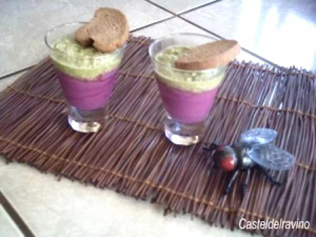 Crème de betterave et mousse de poivrons