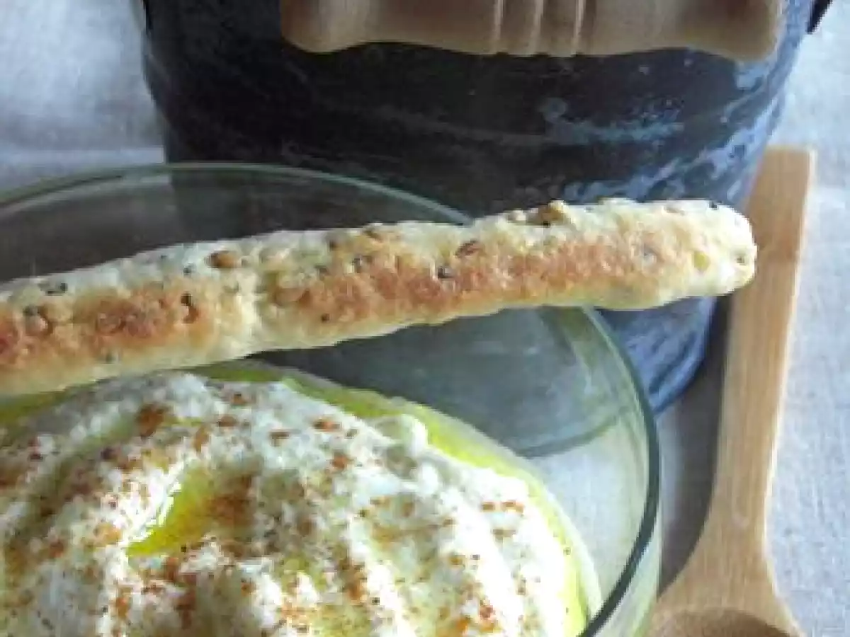 Crème de coeurs de palmier et gressin sésame-pavot