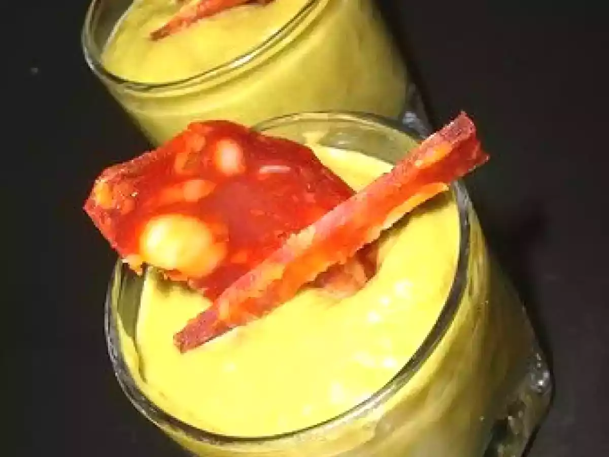 Crème de petits pois au chorizo en verrine