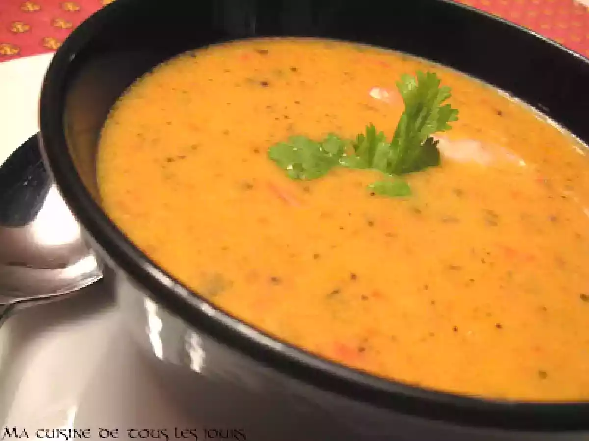 Crème de poivrons rouges aux crevettes