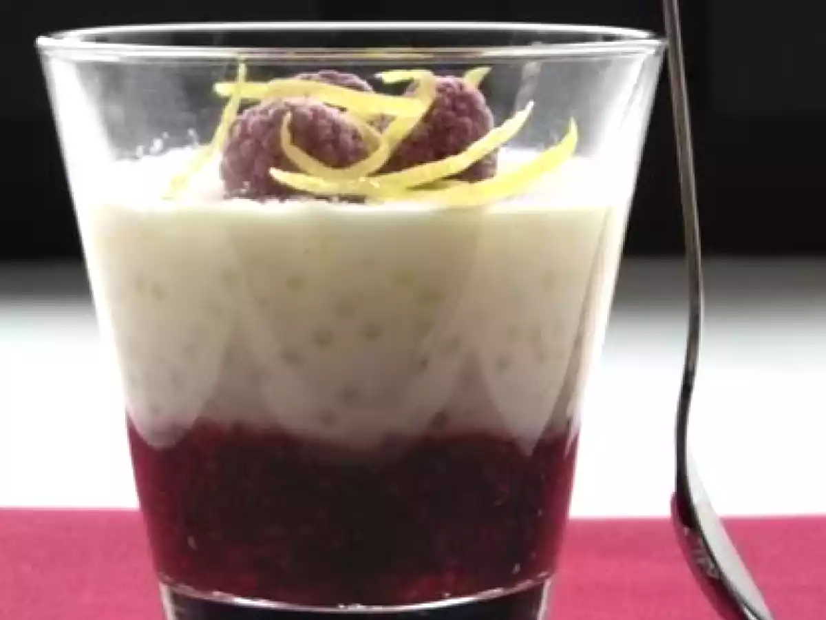 Crème de tapioca-coco à la compote des framboises - photo 2