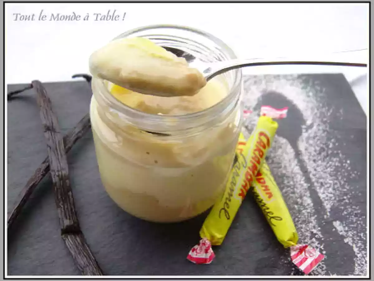 Crème dessert expresse façon danette double saveur : vanille et carambar