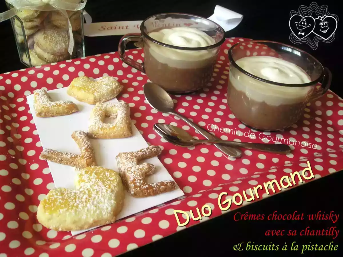 Crèmes au chocolat whisky & sa chantilly (St Valentin)