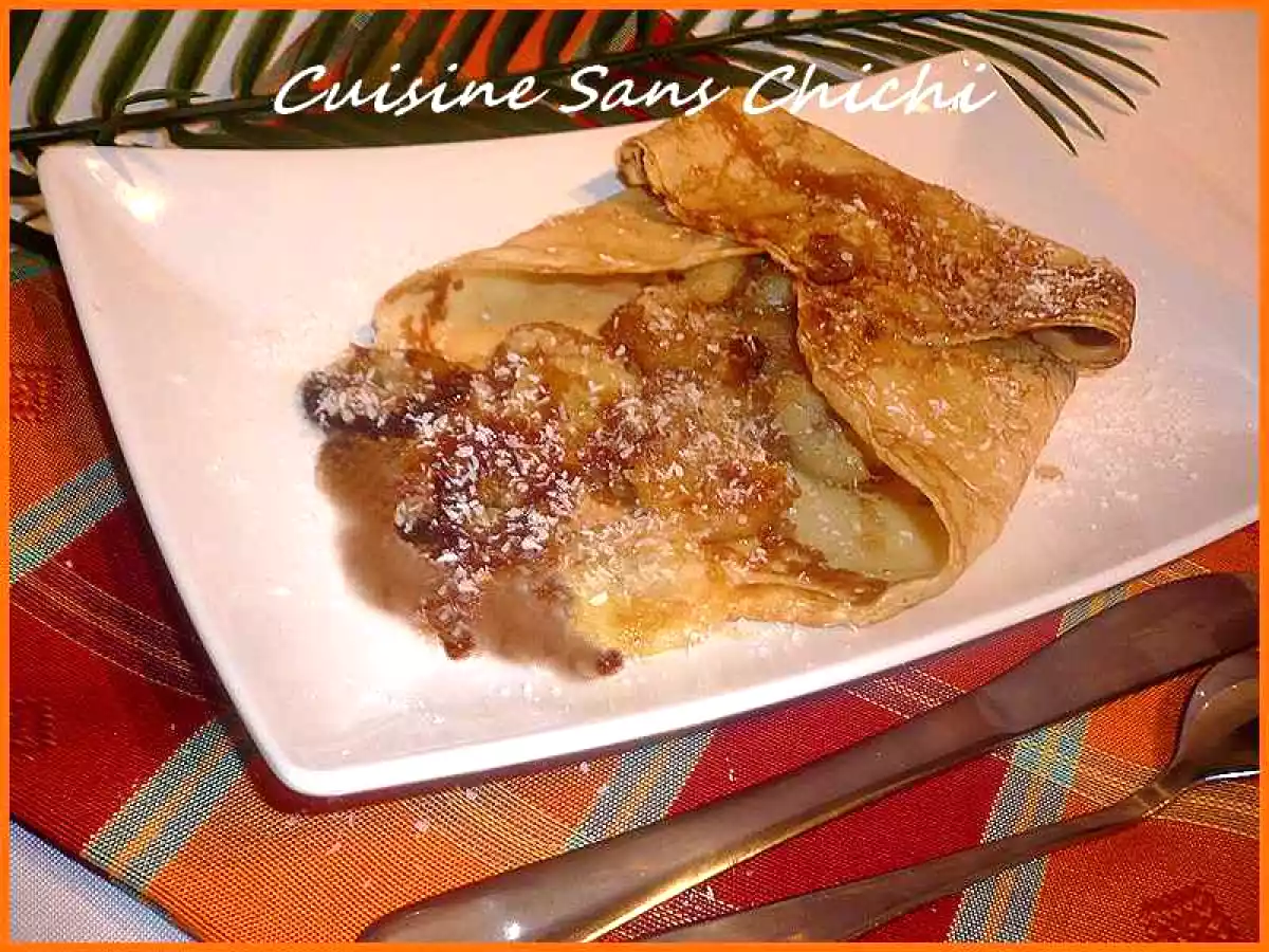 Crêpe Martiniquaise, banane, coco, flambé au rhum