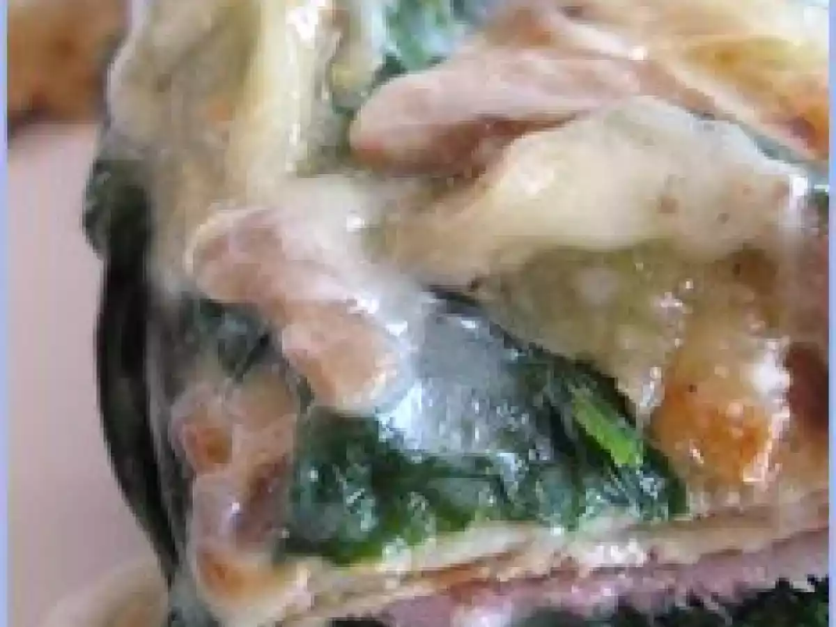 Crêpes aux épinards, au jambon et aux champignons