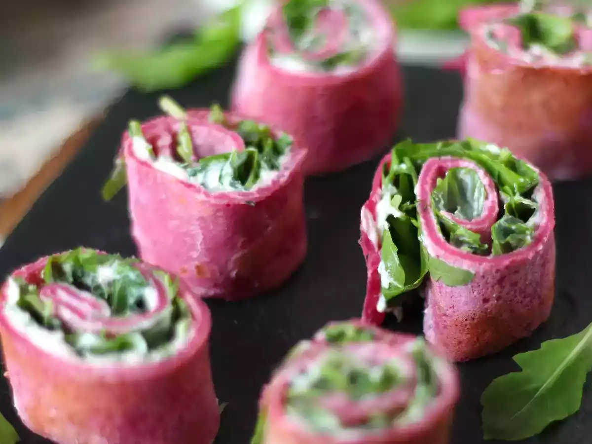 Crêpes roulées à la betterave, ricotta et roquette - photo 2