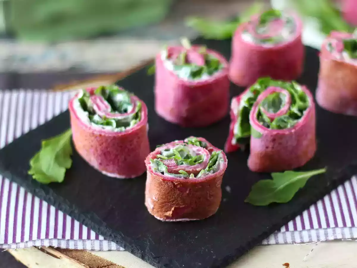 Crêpes roulées à la betterave, ricotta et roquette - photo 4