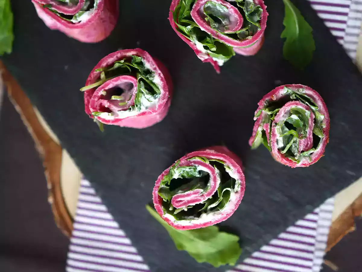 Crêpes roulées à la betterave, ricotta et roquette - photo 5