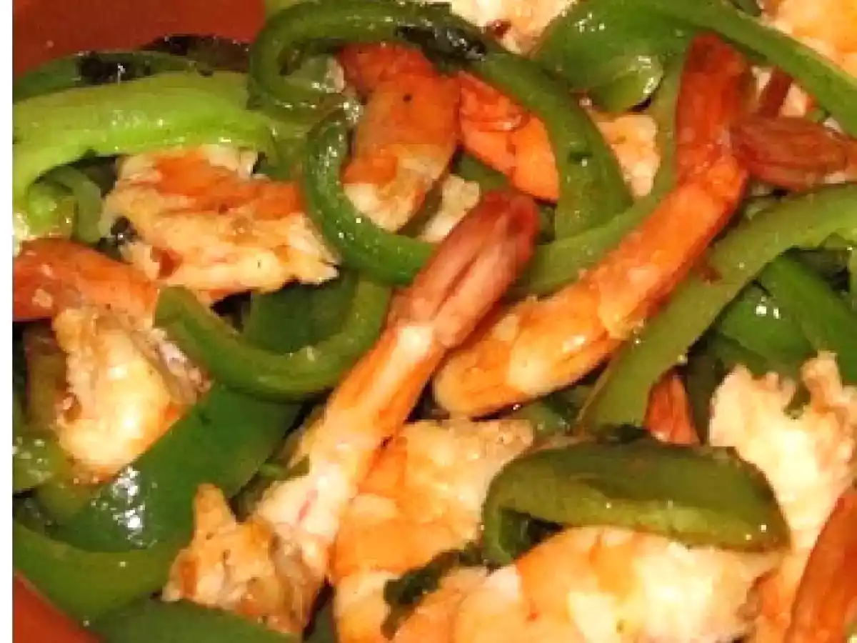 Crevettes à l'ail et poivron