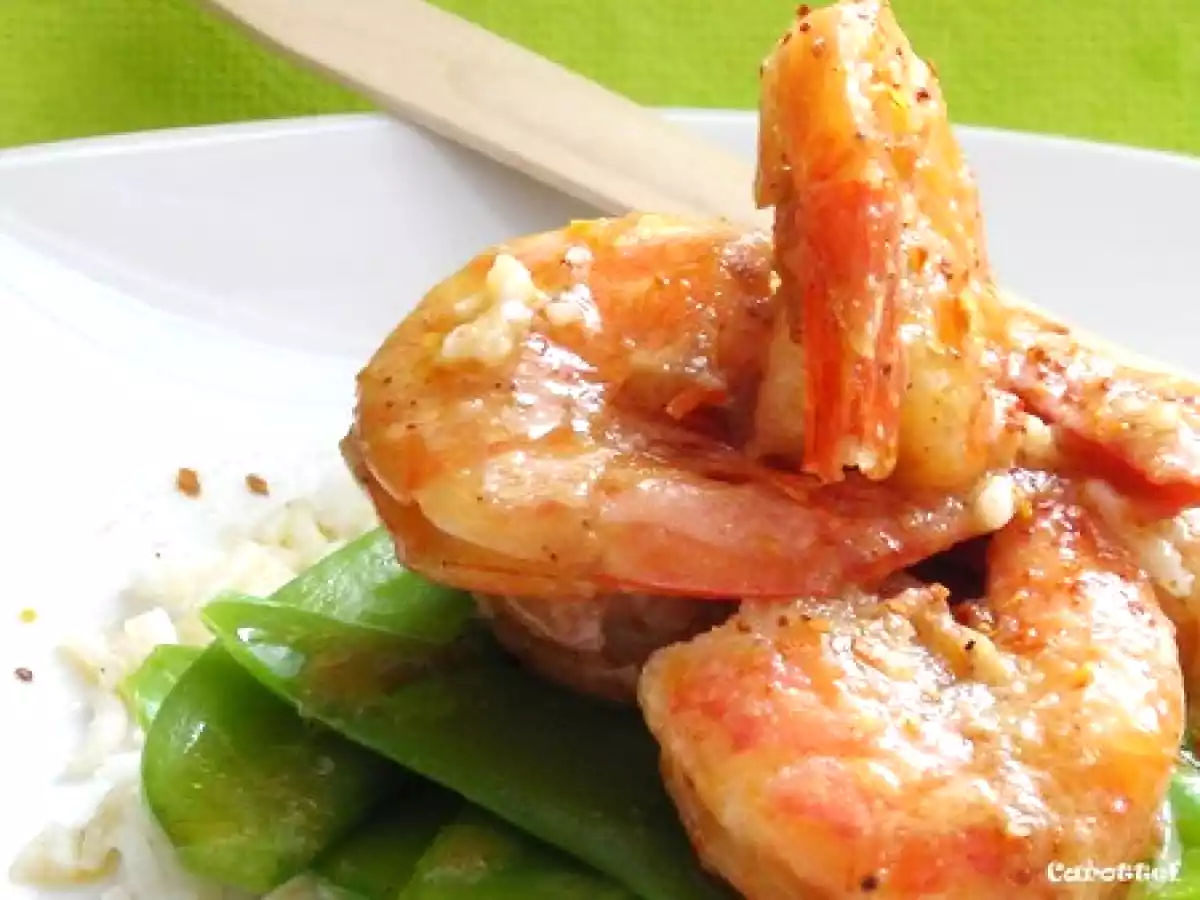 Crevettes à l'émulsion de gingembre