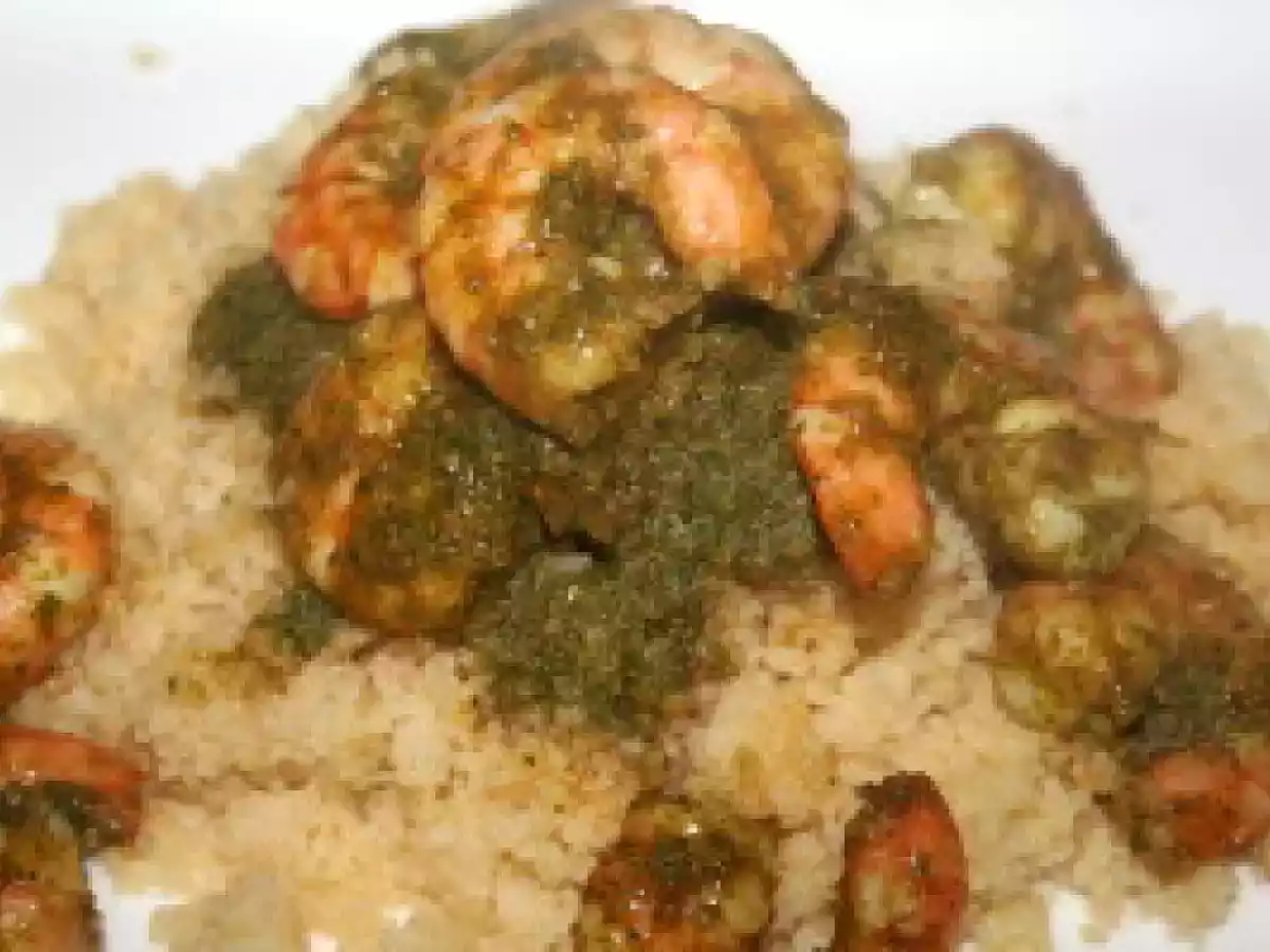 Crevettes à la chermoula et couscous aromatisé au citron