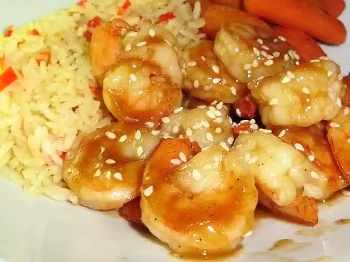 Crevettes au caramel d'ananas