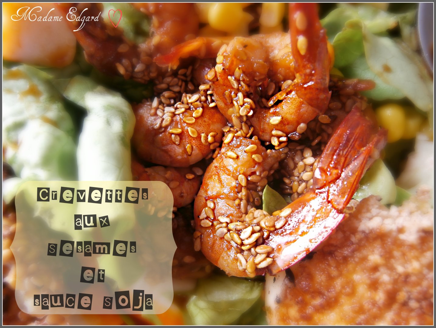 Recette de crevettes aux sésames, sauce soja et miel