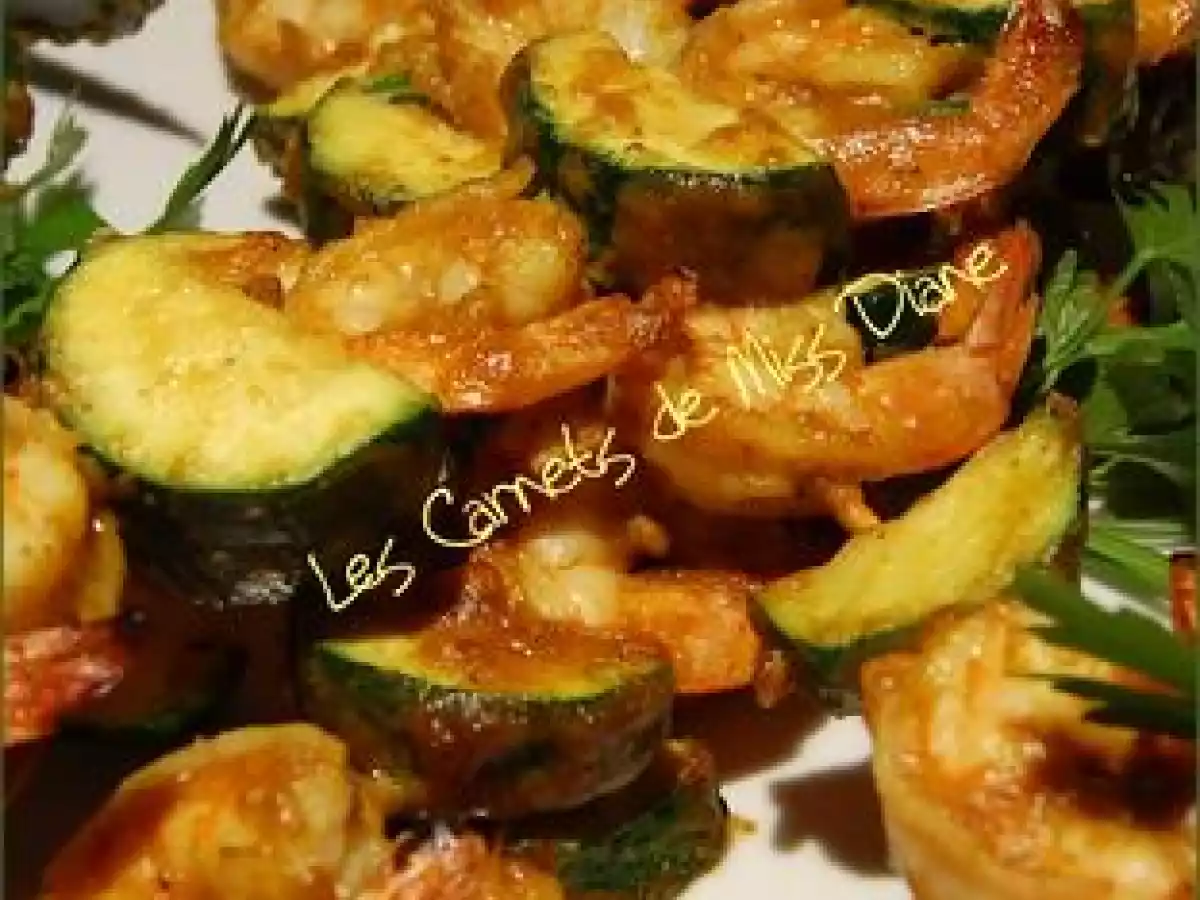 Crevettes et courgettes en brochettes...