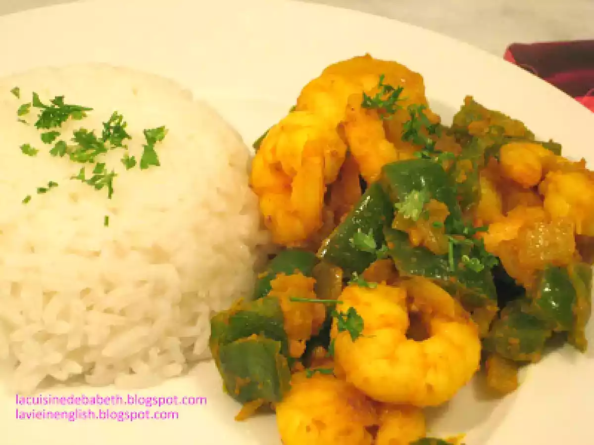 Crevettes grillées aux poivrons et curcuma