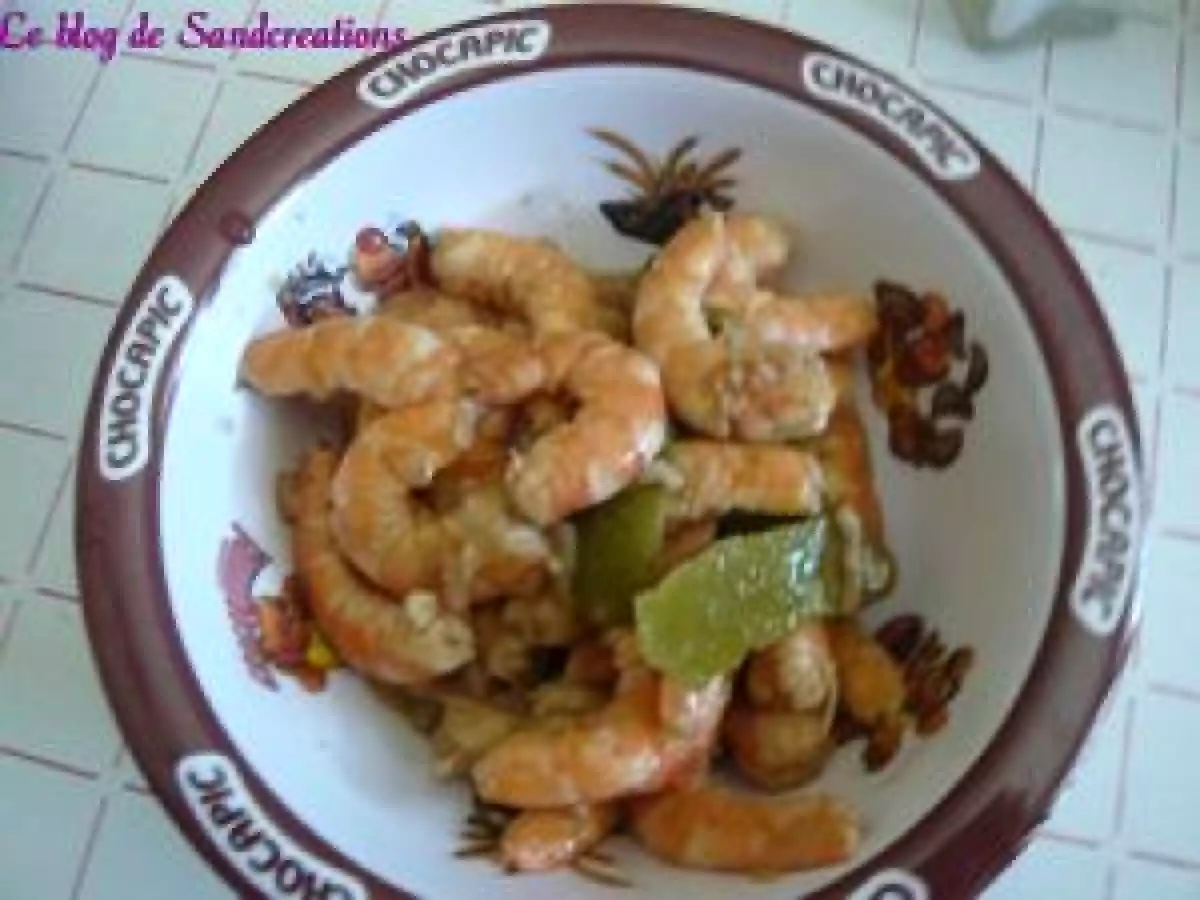 Crevettes marinées au gingembre et coca cola