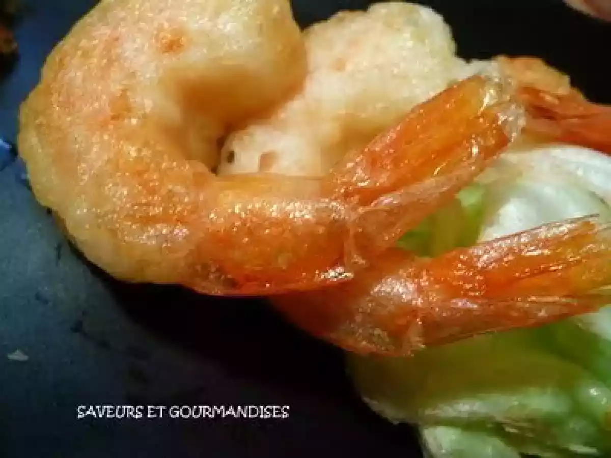 Crevettes panées et fondue d'ananas. - photo 2