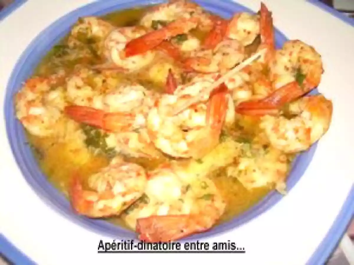 CREVETTES PIMENTEES - CAKE AUX LARDONS ET AUX FANES DE RADIS