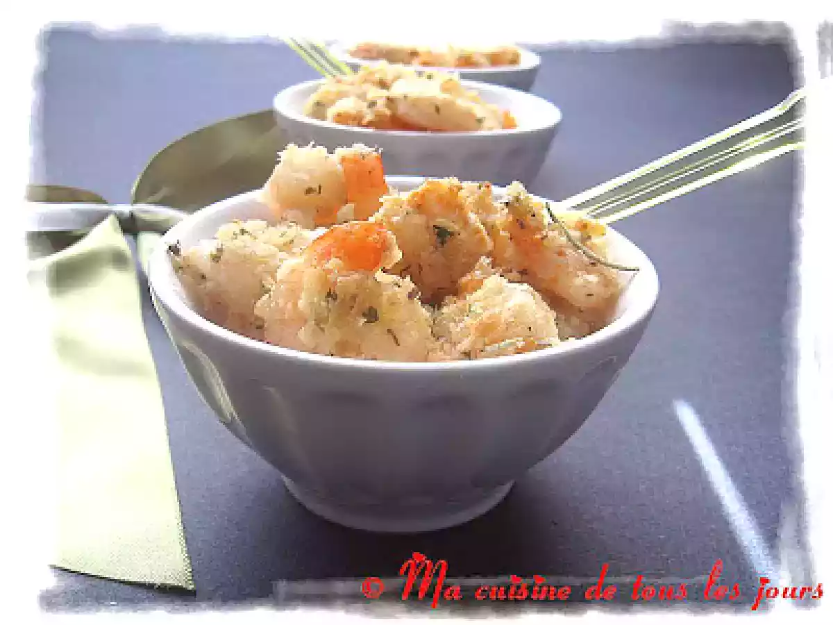 Crevettes sablées au fromage parmesan et ail