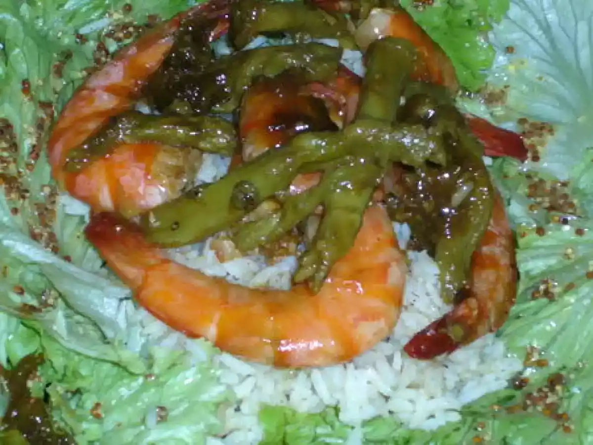 Crevettes sautées aux asperges