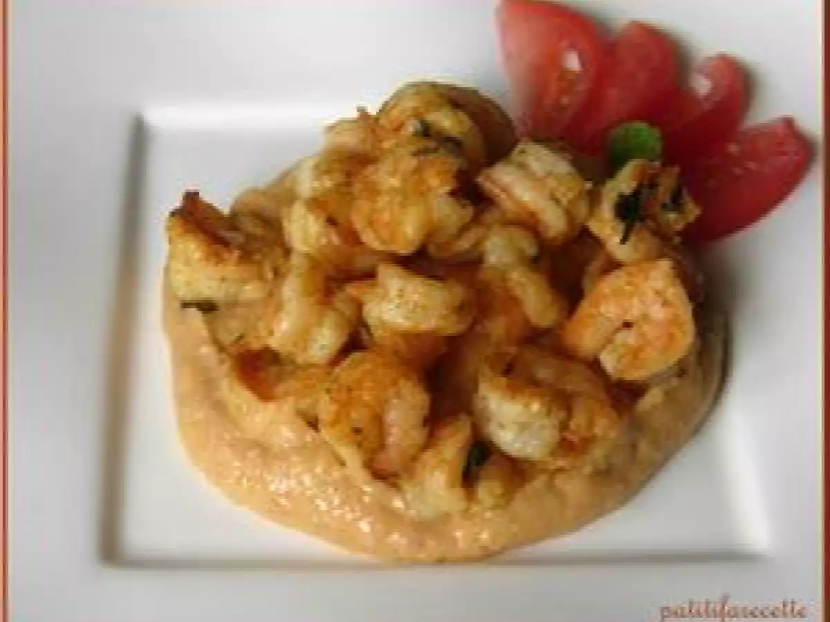 Crevettes sur lit de guacamole