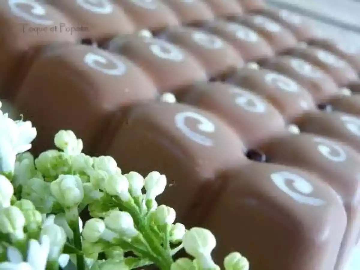 Croquant de mousse pralinée en coque de chocolat au lait