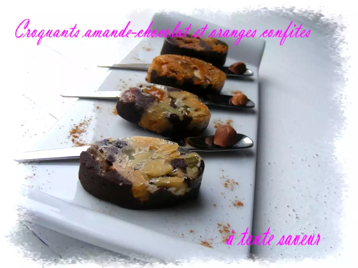 Croquants amandes-chocolat et oranges confites