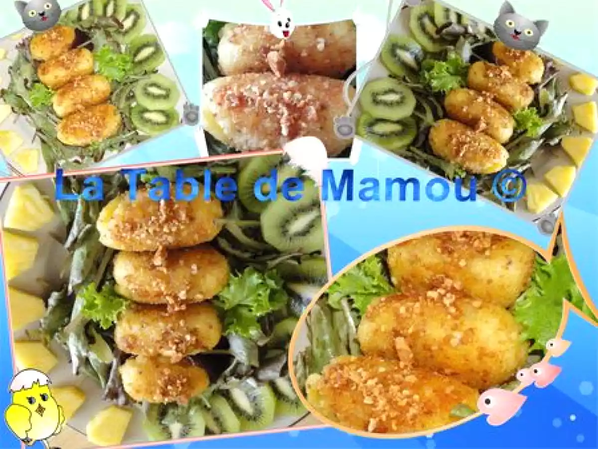 Croquettes de purée à la moutarde farcies de boudin blanc