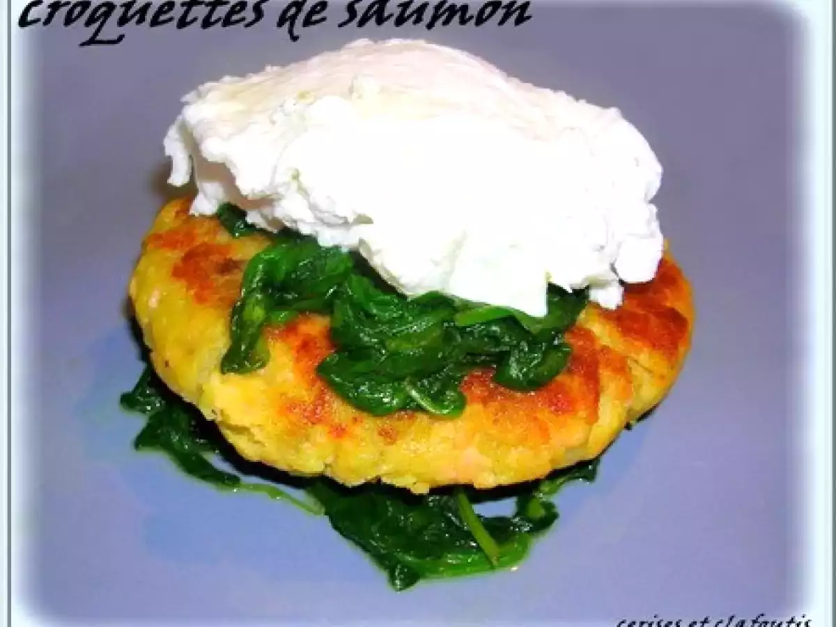 CROQUETTES DE SAUMON SUR LIT D'EPINARDS ET OEUF POCHE - photo 2