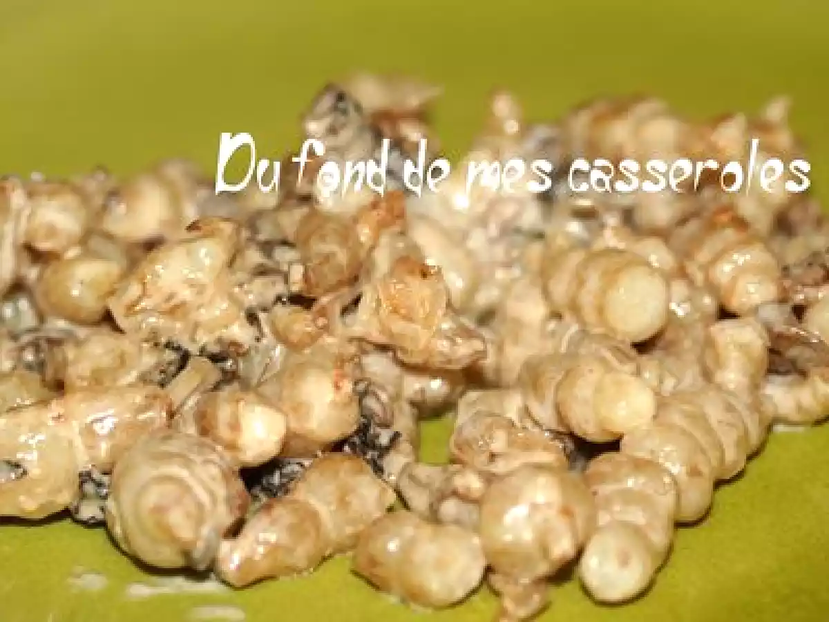 Crosnes à la crème et aux morilles