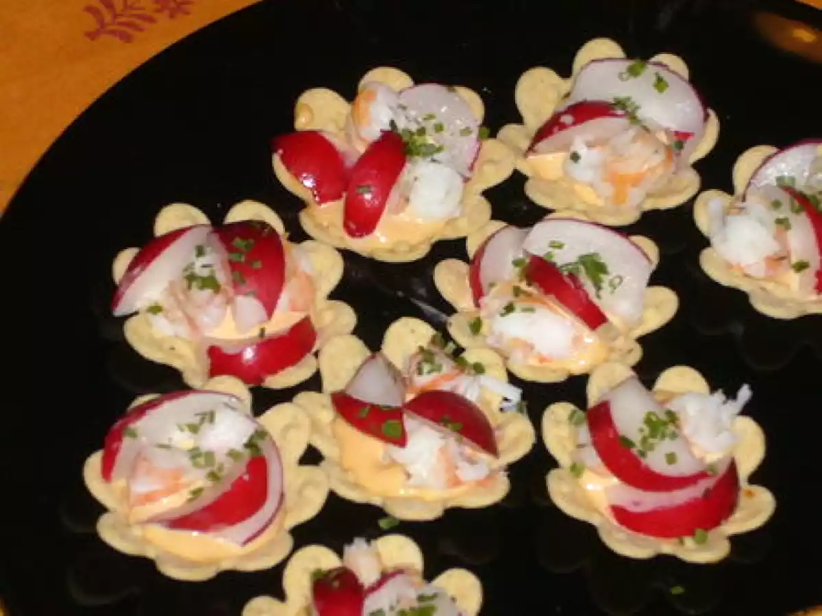 Croustades de crevettes sauvages et radis