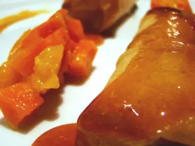 Croustillant carottes-abricots et caramel d'epices
