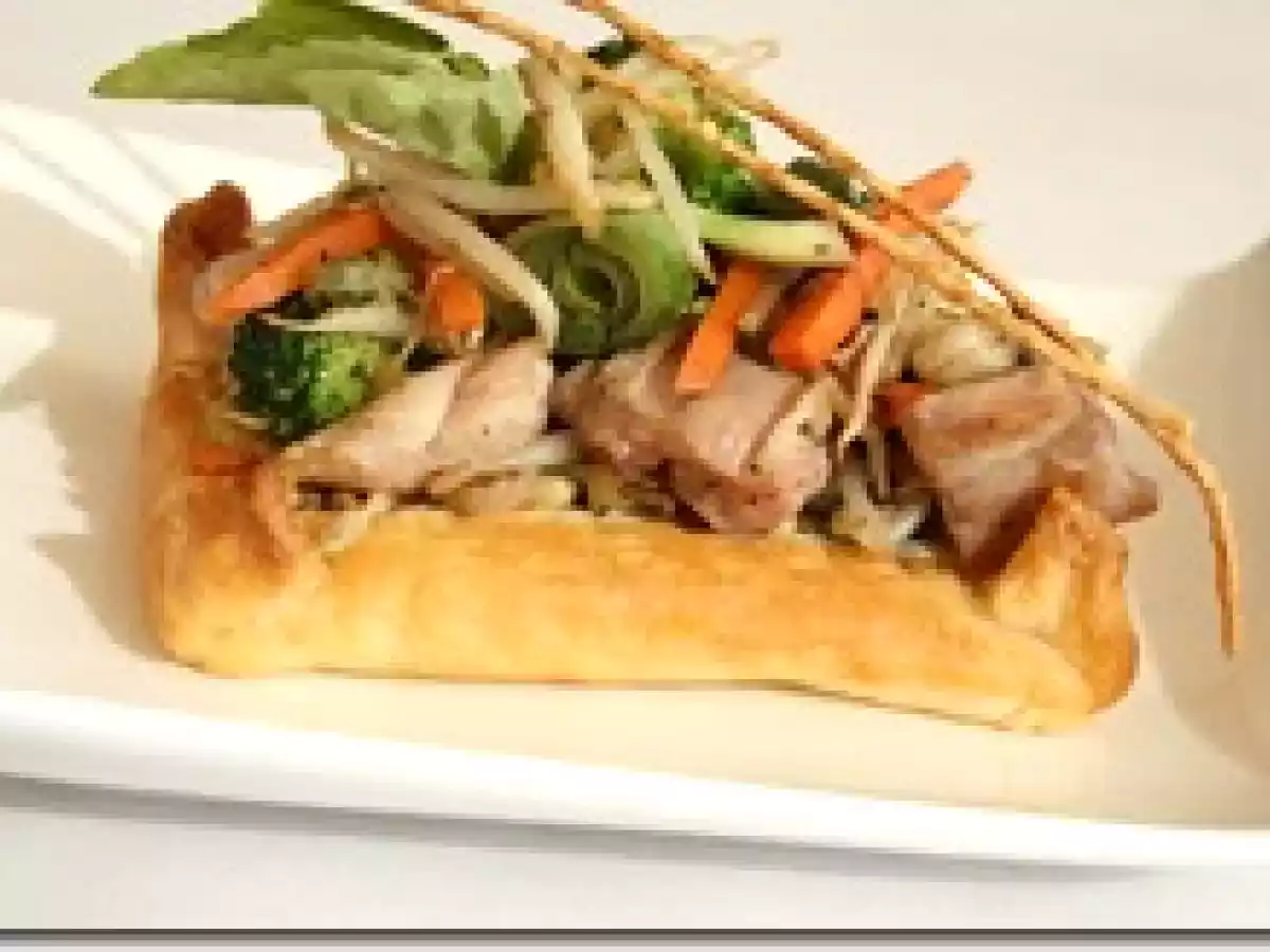 Croustillant de Dinde et Légumes Wokés, Crème Légère au Curry