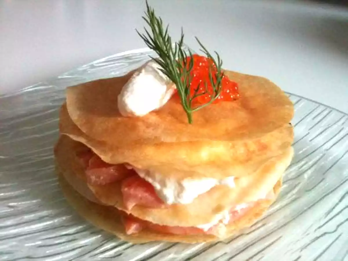 Croustillants aux deux saumons, mousse au raifort