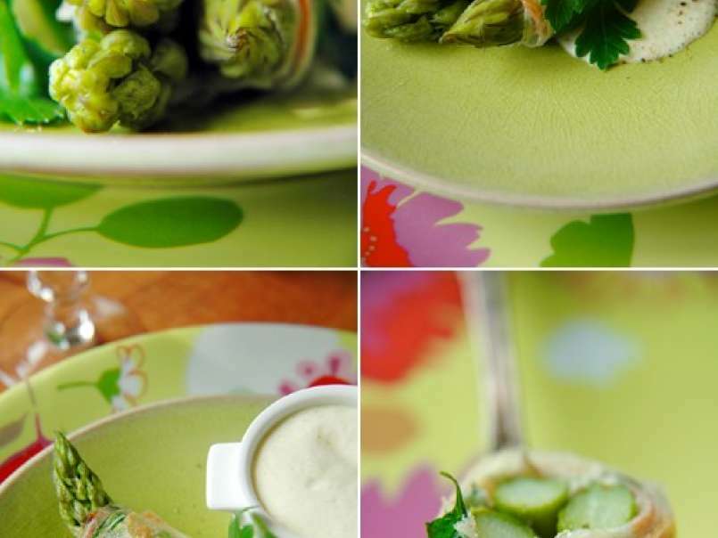Croustillants d'asperges vertes, sauce mousseline au parmesan, photo 1