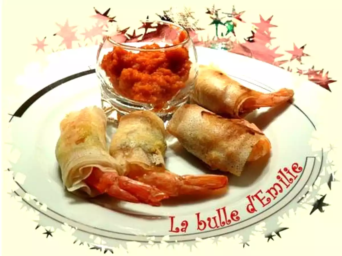Croustillants de crevettes et purée de carottes au curcuma