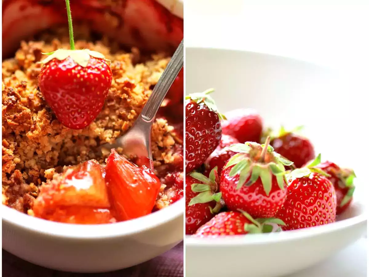 Crumble à la rhubarbe & aux fraises