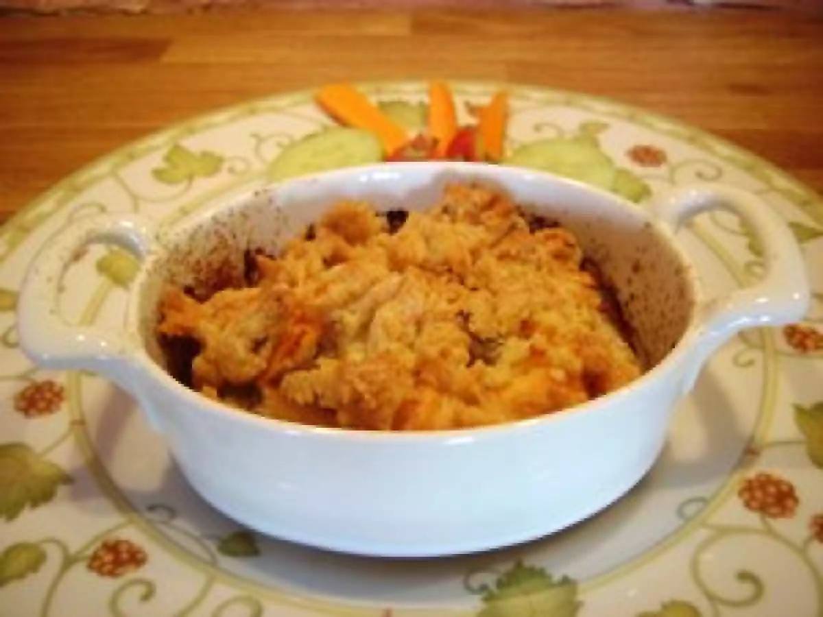 Crumble au basilic et au saumon