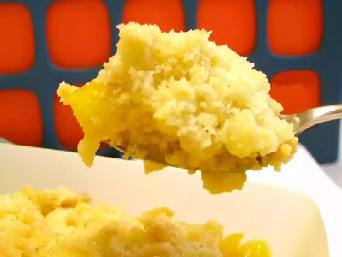 Crumble au lemon curd, banane et mangue